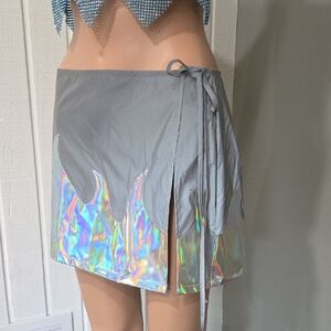 Holographic Silver Mini Skirt